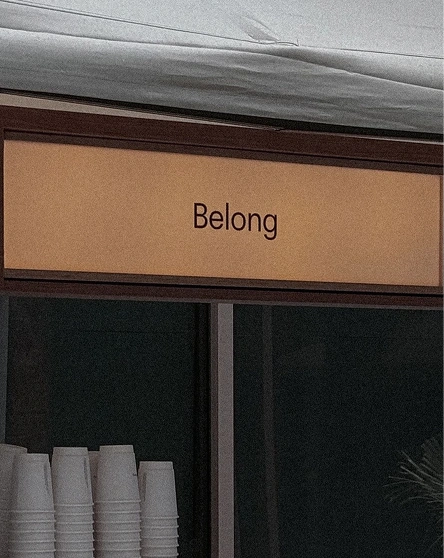 Belong coffee cart under its awning